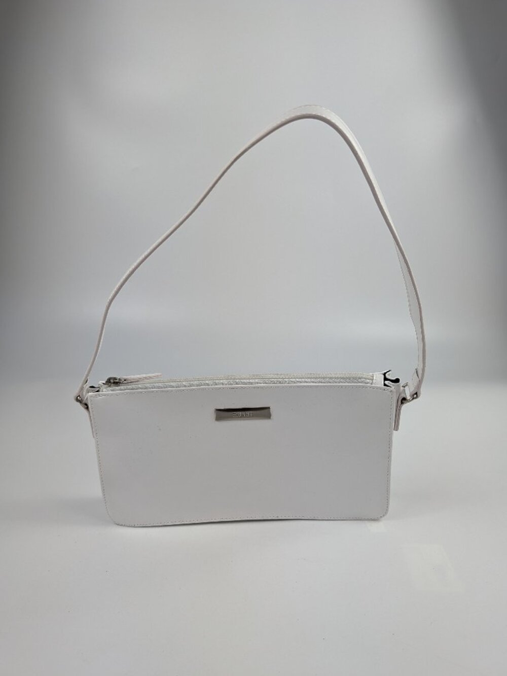 VTG 90s/Y2K Esprit Shoulder Bag White Patent Leather Handbag Minimalist Classic